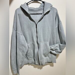 Aeropostale Pale Blue Grey Fleece Zip Hoodie